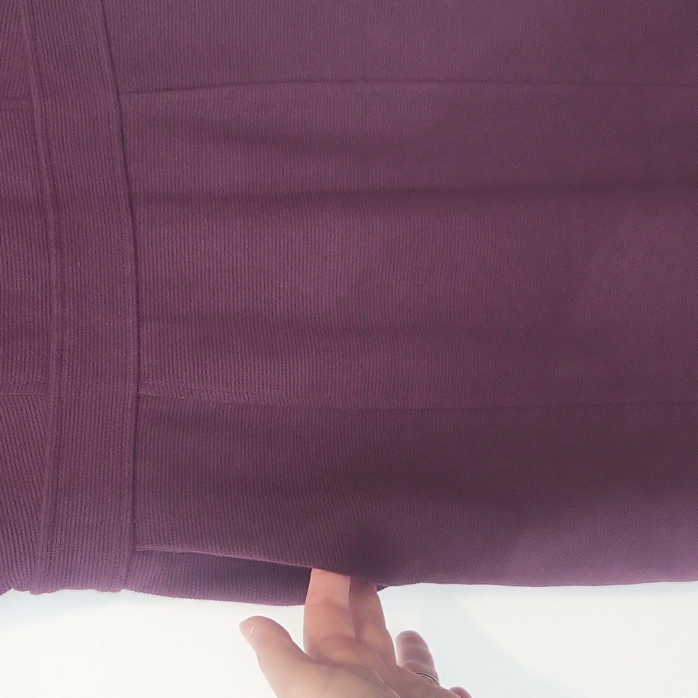 LOFT Plum Purple Fall Ribbed Short Sleeve Pocket Midi Dress - Picture 5 of 11